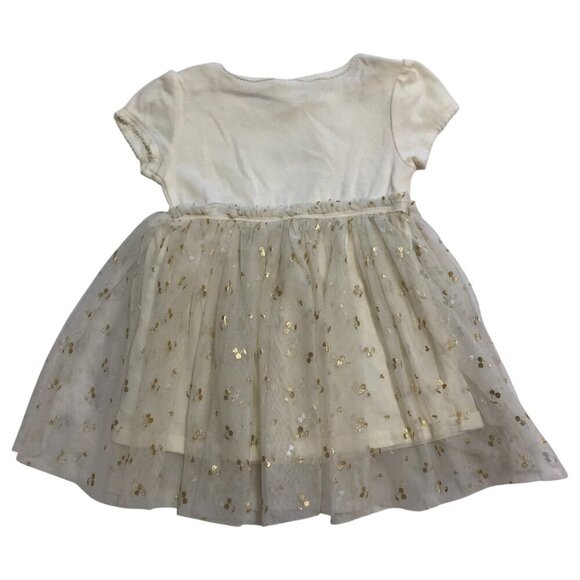 3/$25 ❥ H&M Tulle-skirt Jersey Short Sleeve Dress Cream White Print Cotton 18M - Picture 4 of 7